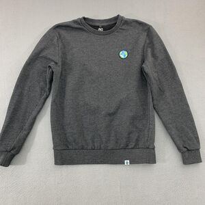 Kurzgesagt Sweatshirt Mens Medium Gray Crewneck Fleece Earth Logo Space Pullover
